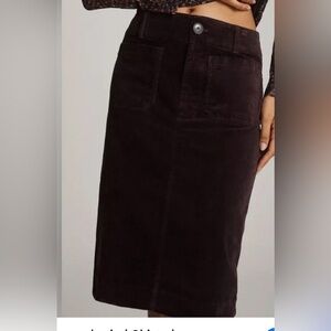 Maeve The Colette Corduroy Anthropologie Dark Brown Pencil Skirt